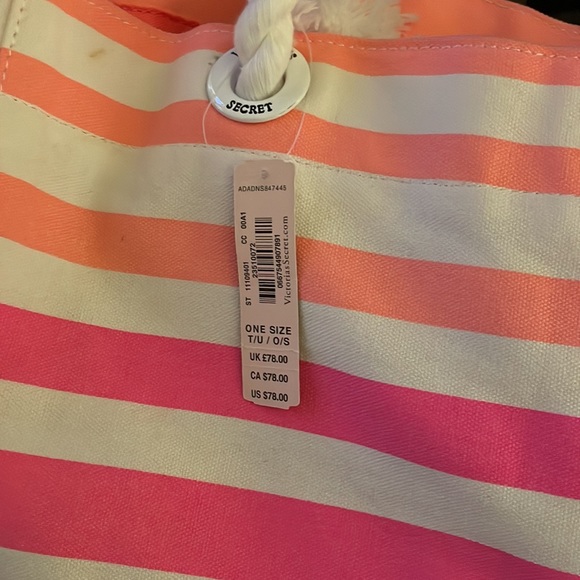 NWT Victoria’s Secret Canvas Pink Stripes Tote Bag - Picture 8 of 13